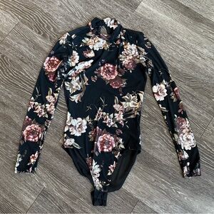 Floral Long Sleeve Mesh Bodysuit